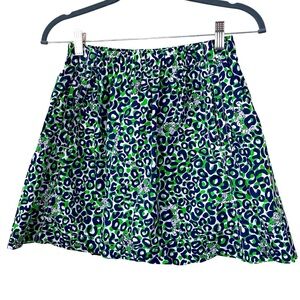 Lilly Pulitzer Thrill of The Chase Skirt Cheetah Print Green Blue Size Small